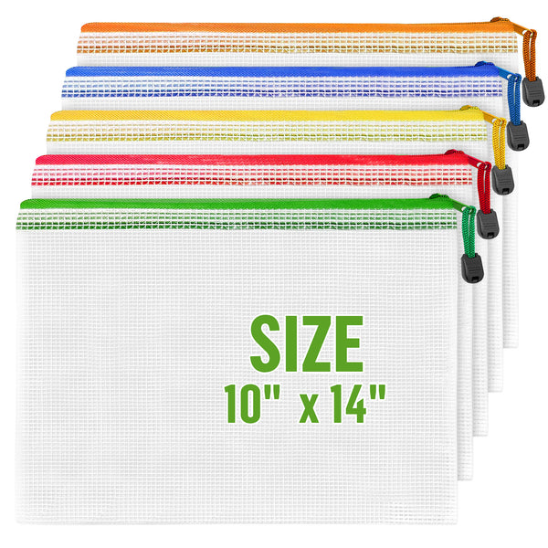 Mesh Zipper Pouch Bags 10x14 inch - Plastic Zipper Pouches for Organizing