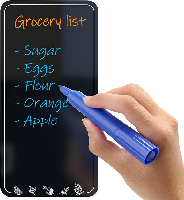 Dry Erase Grocery List for Fridge 4.5 x 8.5 inch Black