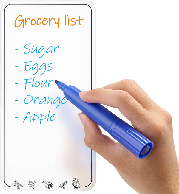 Dry Erase Grocery List for Fridge 4.5 x 8.5 inch White