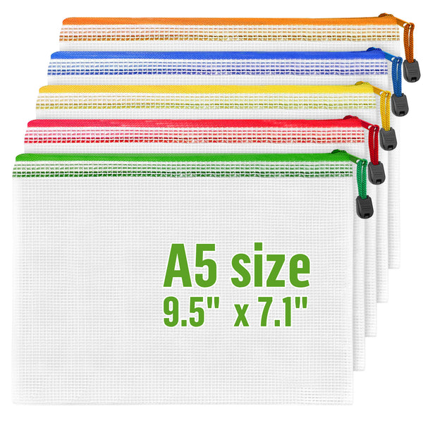 Mesh Zipper Pouch Bags A5-Plastic Zipper Pouches for Organizing 9.5x7.1