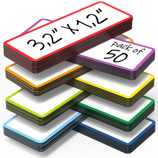 50 Pack Dry Erase Magnetic Labels 3.2x1.2 INCH